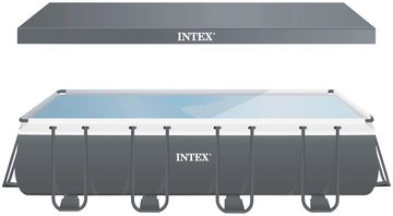 Intex Rechteckpool »Framepool«975x488x132 cm (Set), inkl. ZX300 DELUXE Poolreiniger & Luftmatratze Rainbow Seashell Float