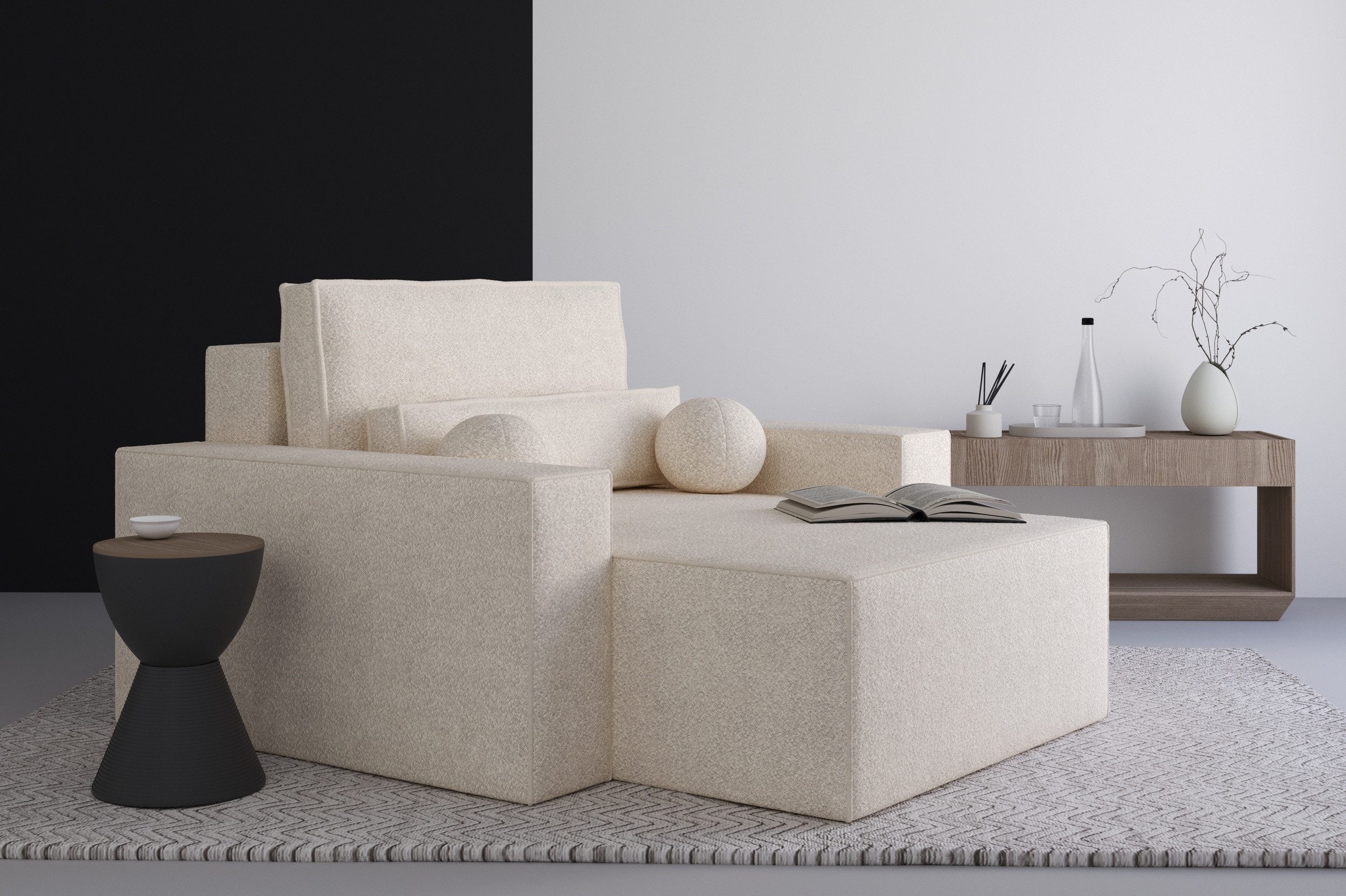 MOEBLO Chaiselongue Denver aus Bouclé, – günstig online kaufen