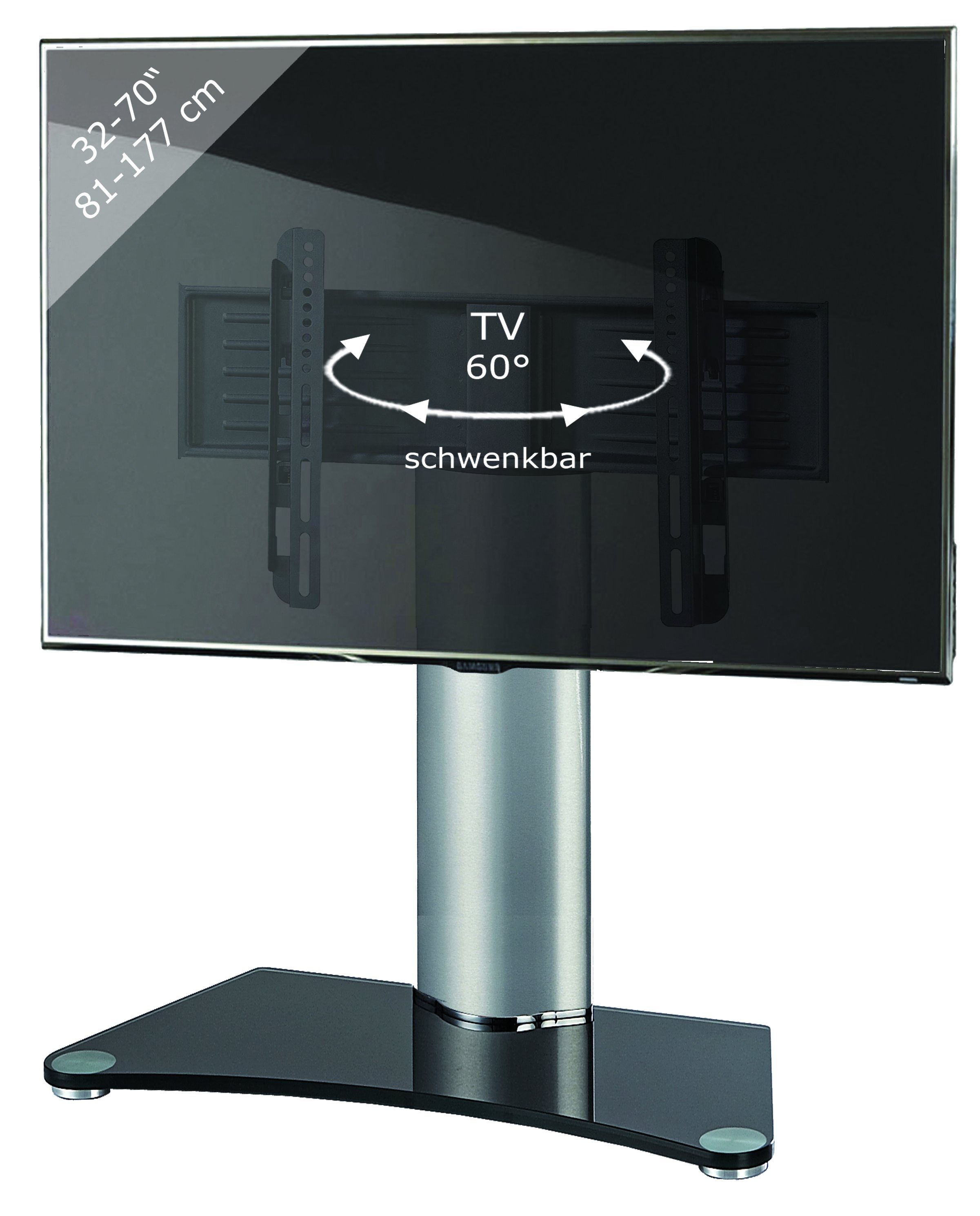 Aufsatz TV-Ständer, Schwarzglas Standfuß Windoxa Alu TV Maxi Erhöhung VCM Glas (1-tlg)