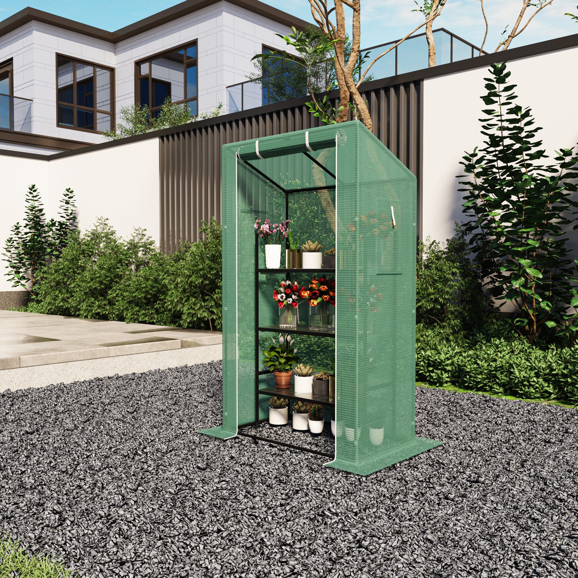 KONIFERA Foliengewächshaus Cartagena, sehr robustes und wetterfestes Gewächshaus BxTxH: 110x60x174/158 cm