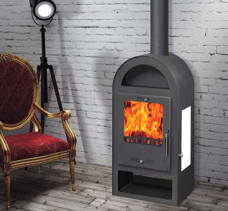 moeby24 Kaminofen Kamin Ofen Kaminofen Anthrazit Rauchrohr 7,8 KW BimSchV 1 günstig online kaufen