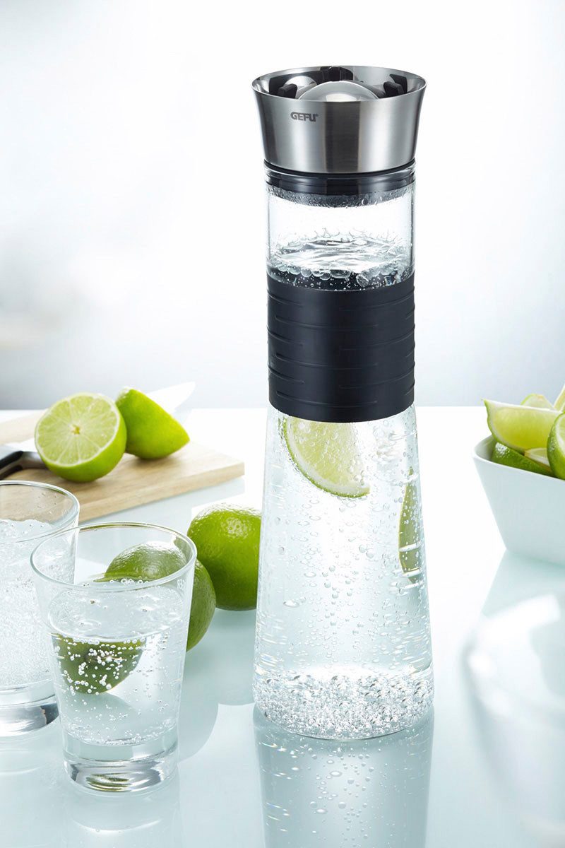 GEFU Karaffe CASCADA, mundgeblasenes Borosilikatglas, 1 L
