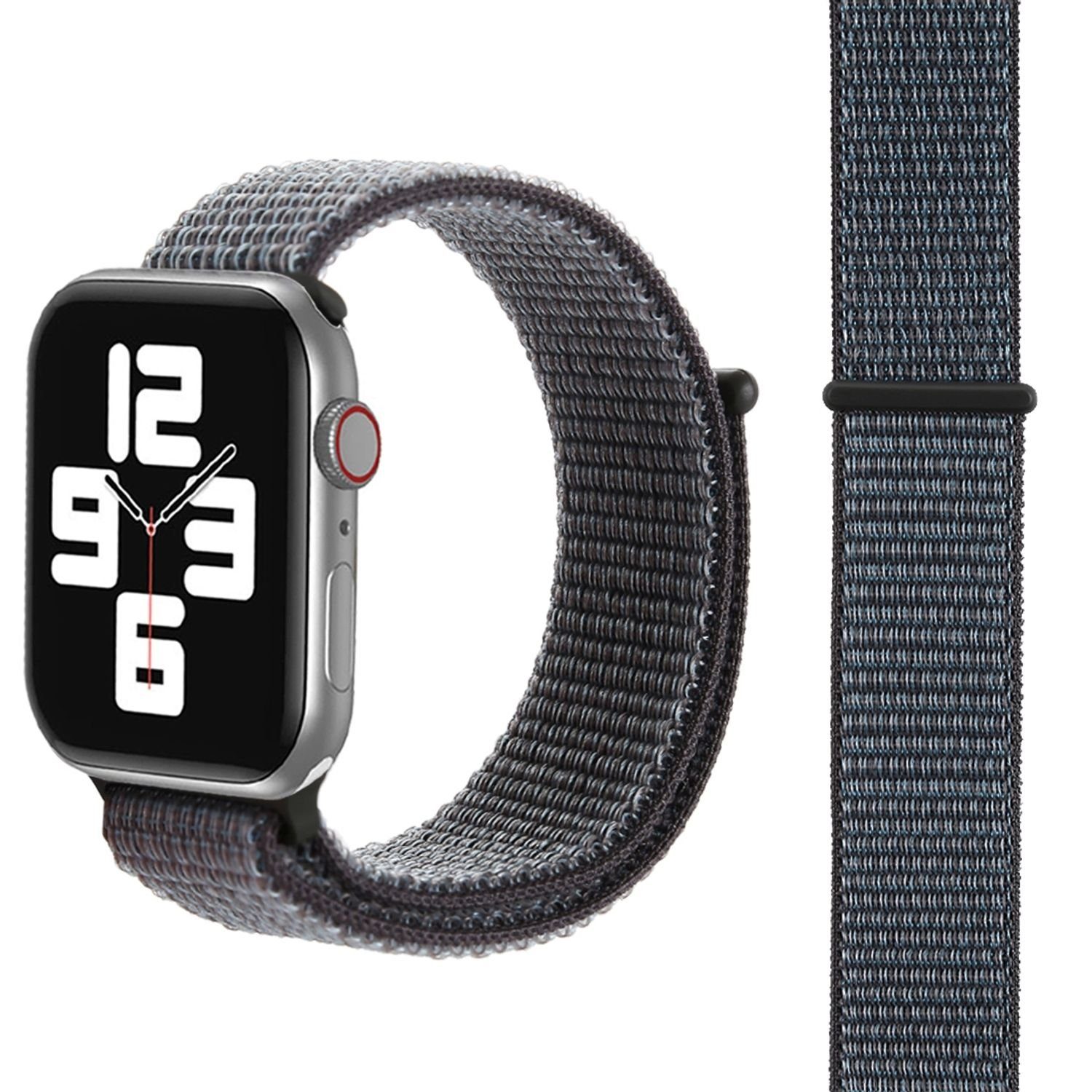 König Design Smartwatch-Armband 38 mm / 40 mm / 41 mm, Sport Loop Armband Nylon Arm Band Space Grau