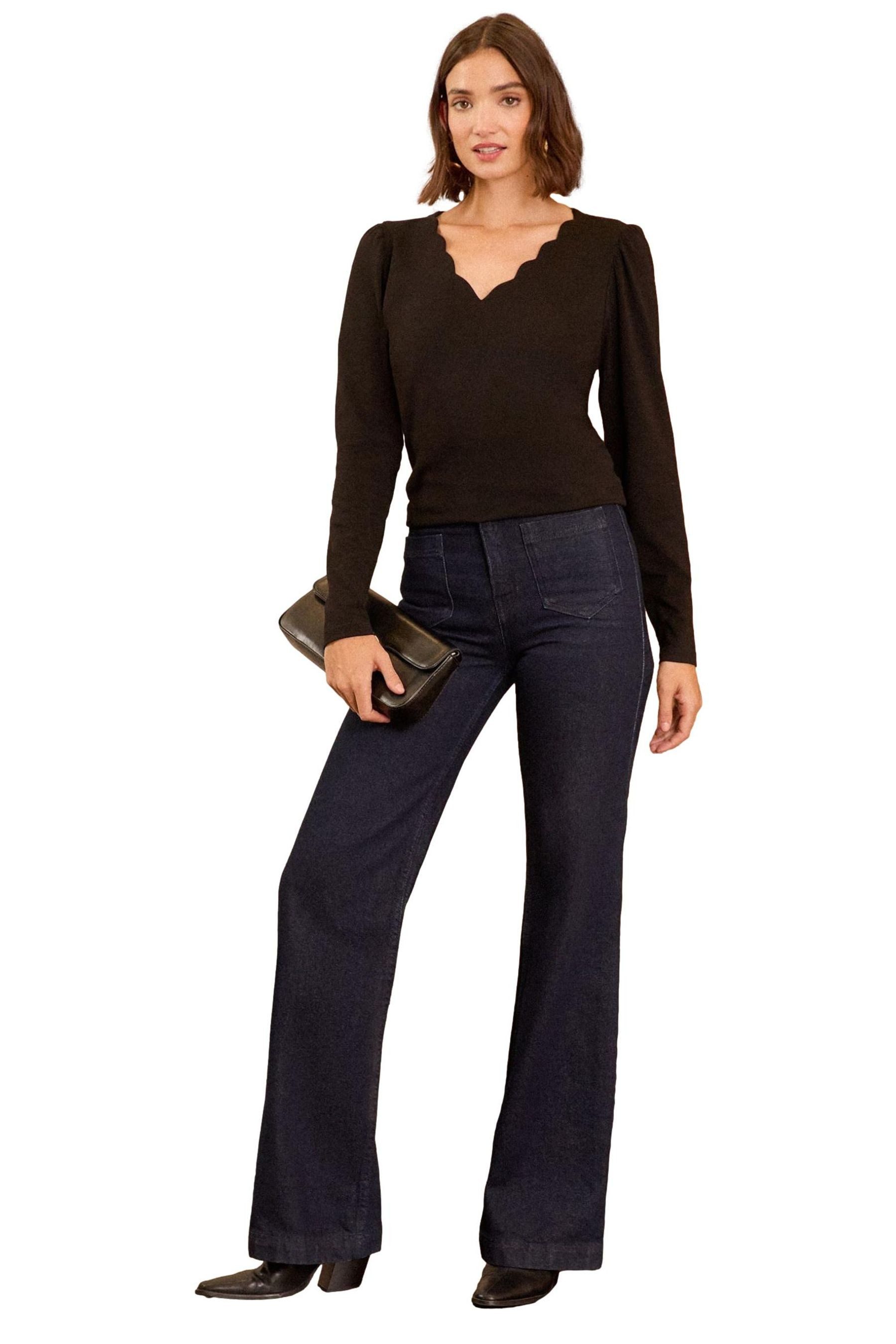 Love & Roses Langarmbluse Love & Roses Jersey-Shirt mit Bogenkanten, Regula günstig online kaufen