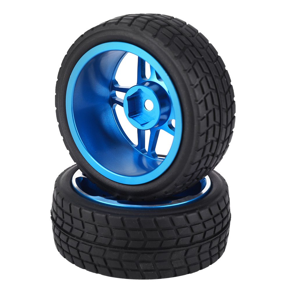 GARRYFIZH RC-Auto RC Auto Reifen 1/10 Alu Felgen Blau 12mm Hex für Onroad Glattbahn (Set), 2er Set ZD Racing Komplettschmuck Upgrade Räder für HSP Traxxas
