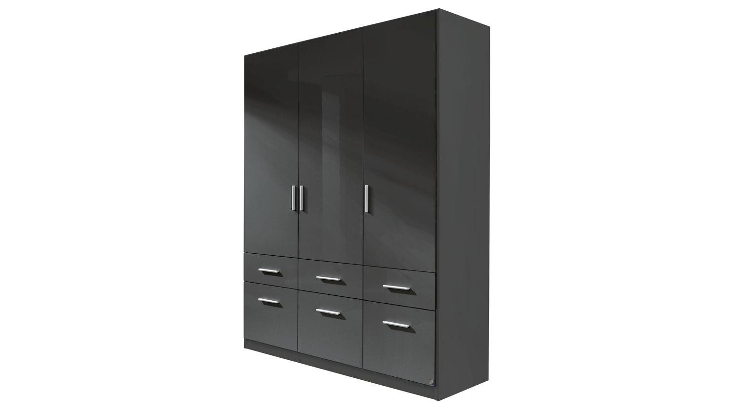 rauch BLUE Kleiderschrank Kleiderschrank Celle ca.136x197 cm 6 Schubladen grau hochglanz