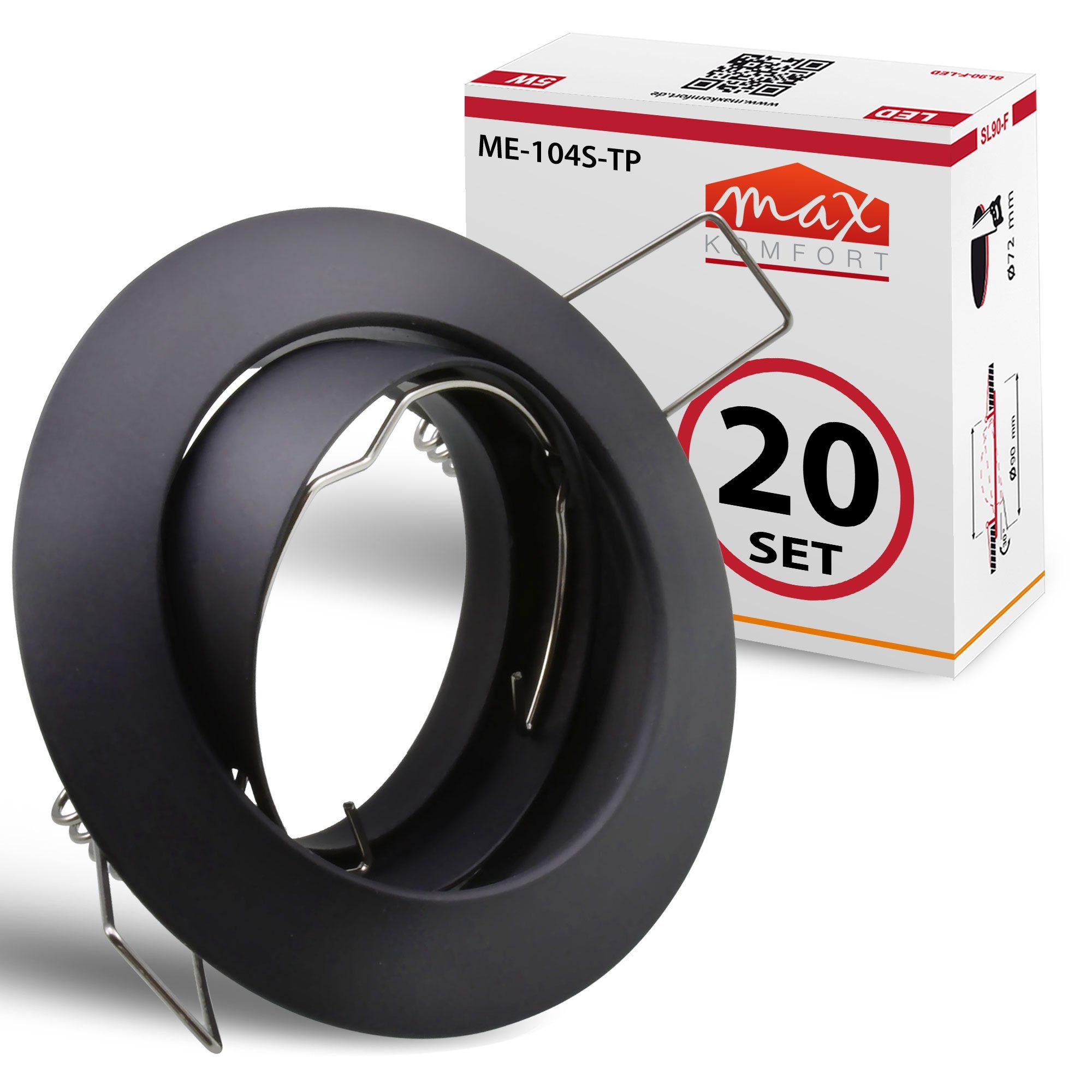 Maxkomfort Einbauleuchte 104S-TP rund schwenkbar, für LED und Halogen geeignet, Einbauspot