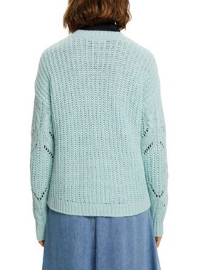 Esprit Collection Rundhalspullover Offenmaschiger Pullover aus Wollmix