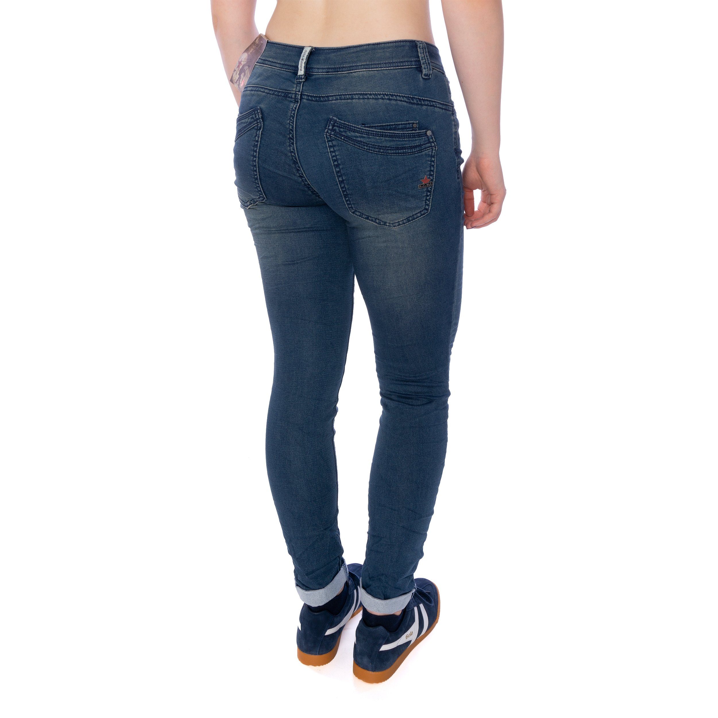 Buena Middle Malibu Damen Jeans denim Vista Hose Buena (1-tlg) sweat Blue Slim-fit-Jeans Vista