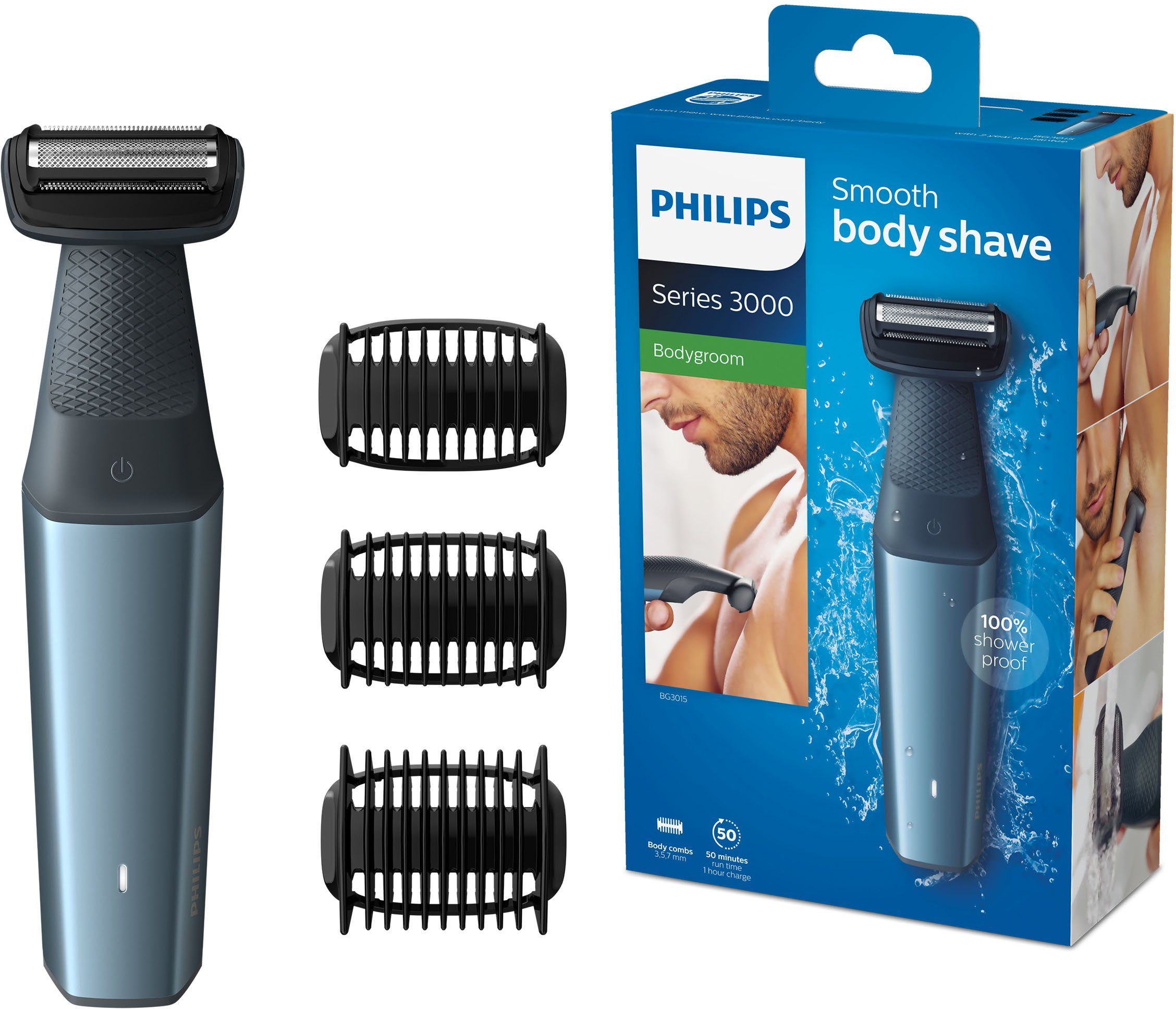 Aufsätze: Bodygroom 3, BG3015/15, 3000 Langhaartrimmer, Philips Series Elektrokörperrasierer