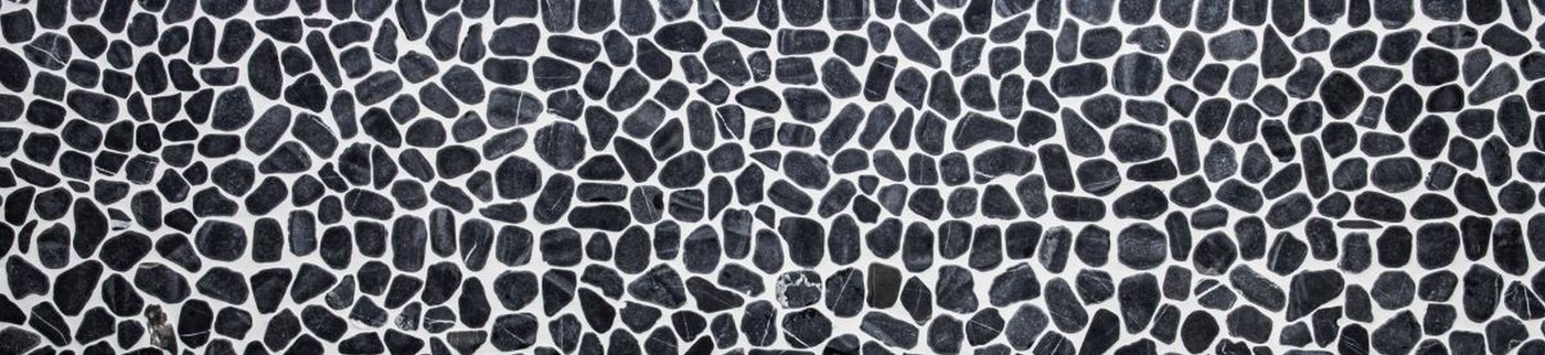 Thumbnail - Mosani Mosaikfliesen Oval Flusskiesel Mosaikfliesen schwarz matt / 10 Matten
