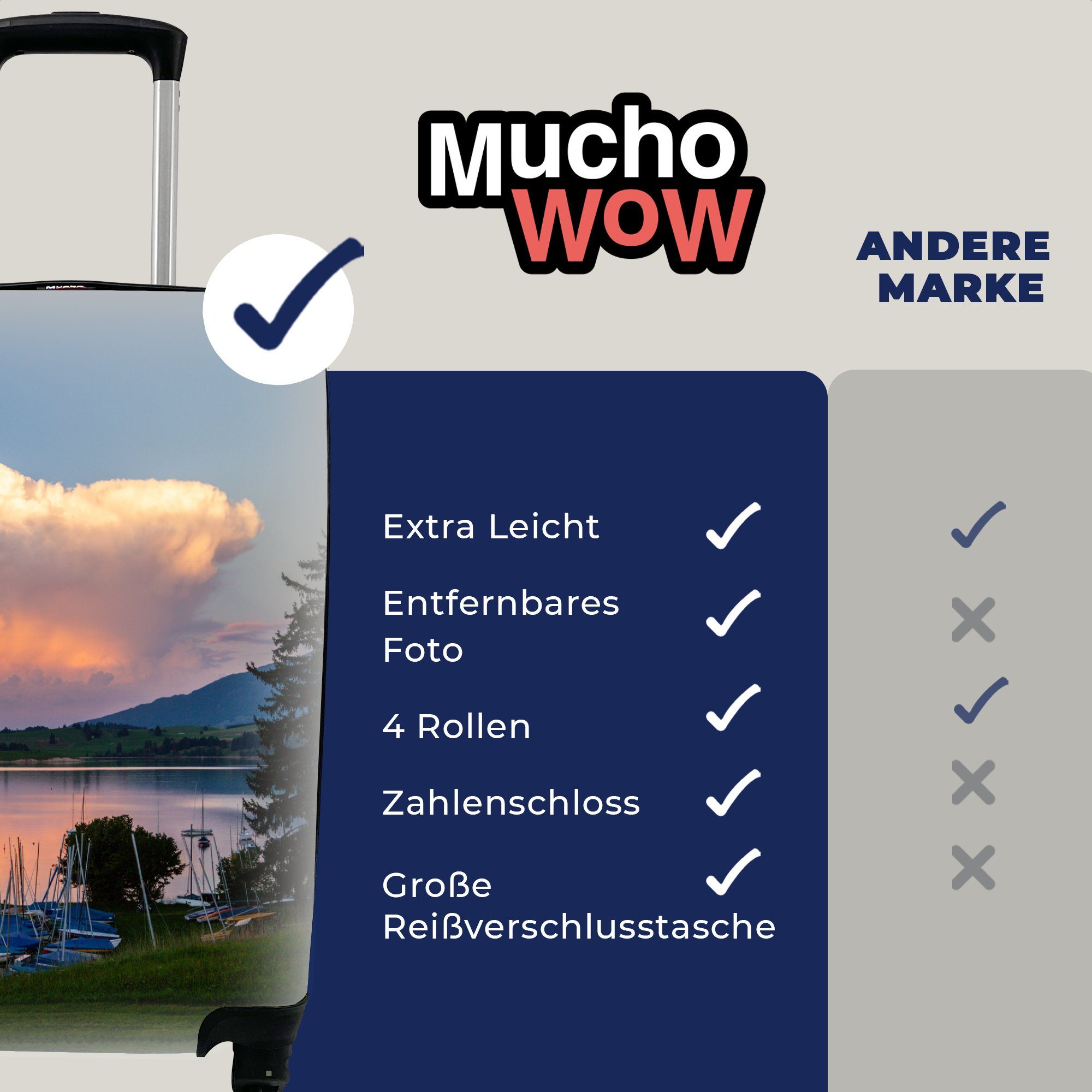 MuchoWow für rollen, 4 Reisetasche Handgepäckkoffer Handgepäck Schweizer Landschaft Alpennähe, Trolley, Rollen, Reisekoffer in Ferien, mit
