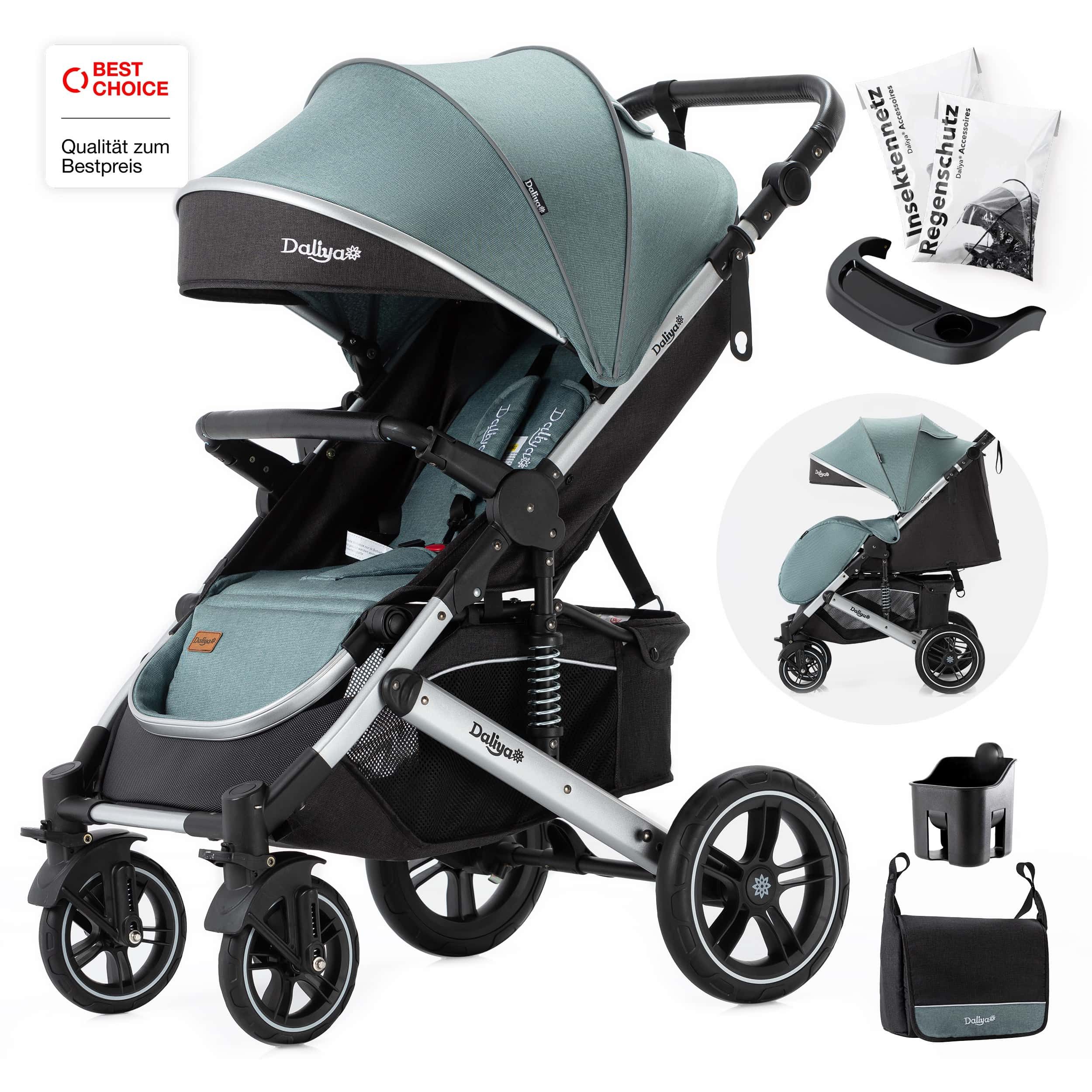 Daliya® Kinder-Buggy RAPIDY Buggy Kinderwagen, XXL Set, kompakt, Kinderbuggy, Sportwagen, (XXL 10-tlg. Komplettset, 10-tlg), Liegeposition, Fußsack, Spieltisch, Wickeltasche, Regenverdeck