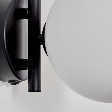 hofstein Wandleuchte Wandlampe aus Metall/Glas in Schwarz/Weiß, ohne Leuchtmittel, Leuchte mit Glasschirm, An-/Ausschalter, 1xG9, ohne Leuchtmittel