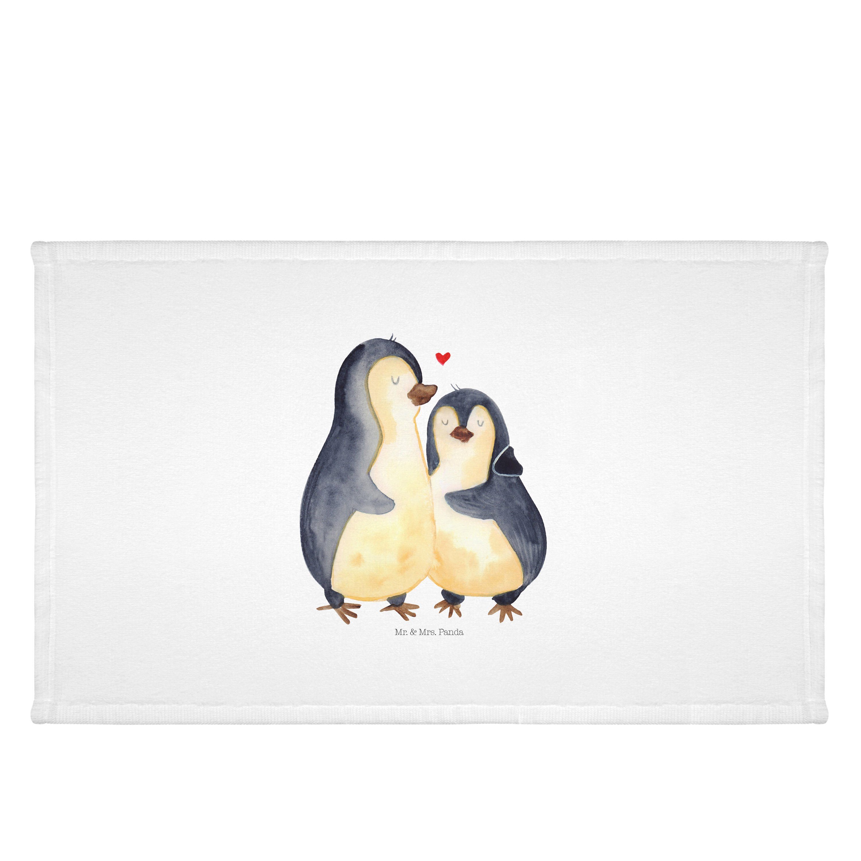 - Handtücher, Handtuch Paar, Weiß (1-St) Mrs. Pinguin - Geschenk, Panda Seevogel, Mr. groß, umarmend &