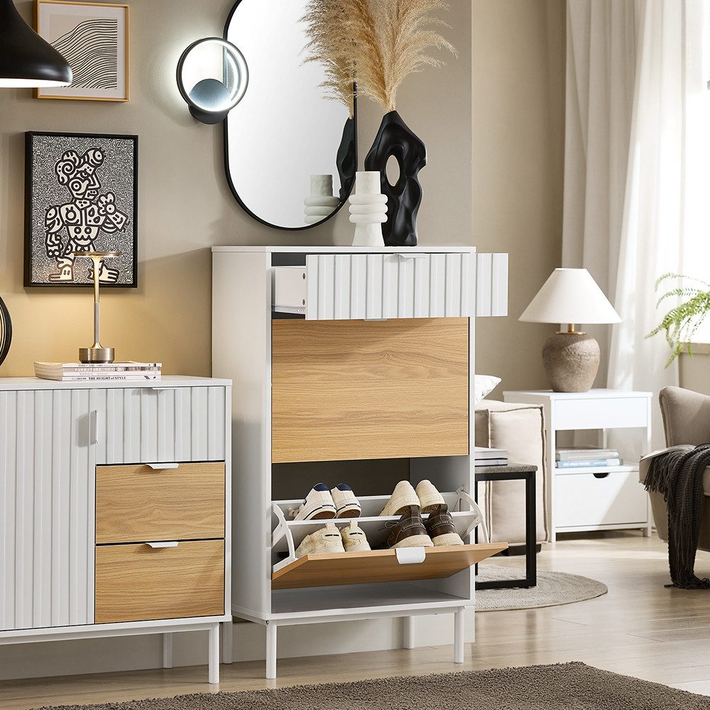 SoBuy Schuhkipper FSR174, mit 2 Klappen Schuhablage Schuhschrank schmal Sch günstig online kaufen