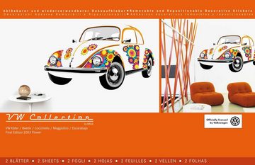 VW Collection by BRISA Wandtattoo Volkswagen Wandaufkleber, Selbstklebende Wanddekoration im bunten Käfer-Design