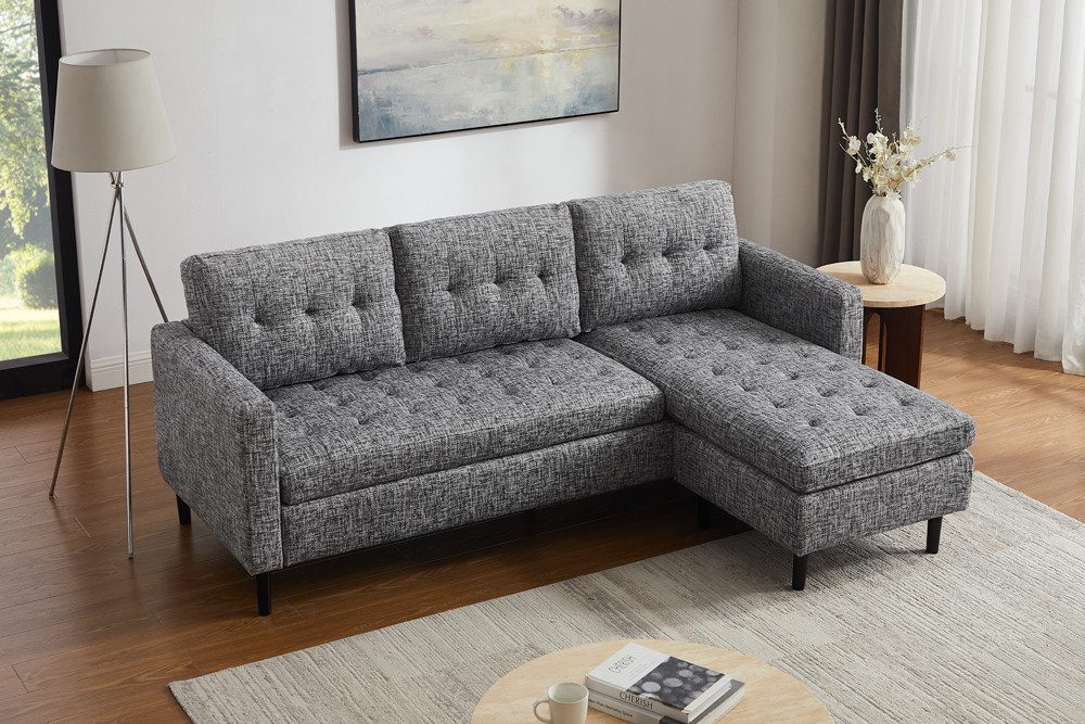riess-ambiente Ecksofa STOCKHOLM 220 cm grau – 3-Sitzer, Strickstoff, Ottom günstig online kaufen
