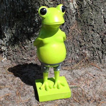 colourliving Tierfigur Frosch Dekofigur lustiger Badefrosch 44 cm grün Gartenfigur Frosch, handbemalt, lustiges Erscheinungsbild, 4 Filzplättchen