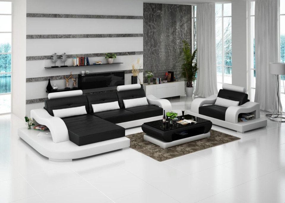 JVmoebel Ecksofa, Ledersofa Couch Wohnlandschaft Modern Ecksofa Sessel Eck Design Sofa