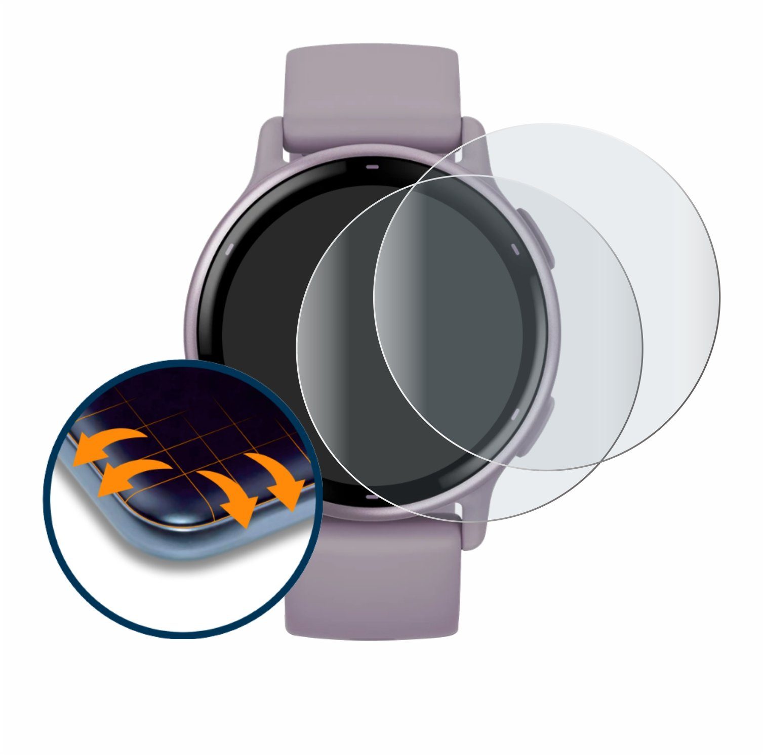 BROTECT Displayschutzfolie Fullscreen Schutzfolie für Garmin vivoactive 5, 2 Stück, Displayschutz Folie Fullcover Matt Entspiegelungsfolie – Bild 2 von 5