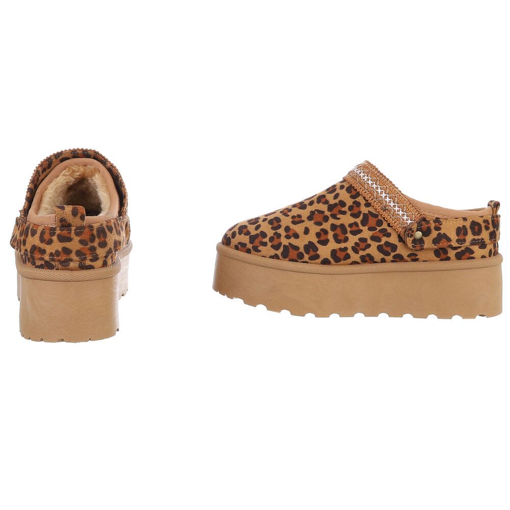 Ital-Design Bequeme Freizeitschuhe mit Riemen für Damen Snowboots (90169592) Flach Stiefeletten in Beige