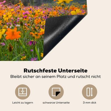 MuchoWow Herdblende-/Abdeckplatte Blumen - Sonnenuntergang - Berg, Vinyl, (1 tlg), 59x52 cm, Ceranfeldabdeckung für die küche, Induktionsmatte
