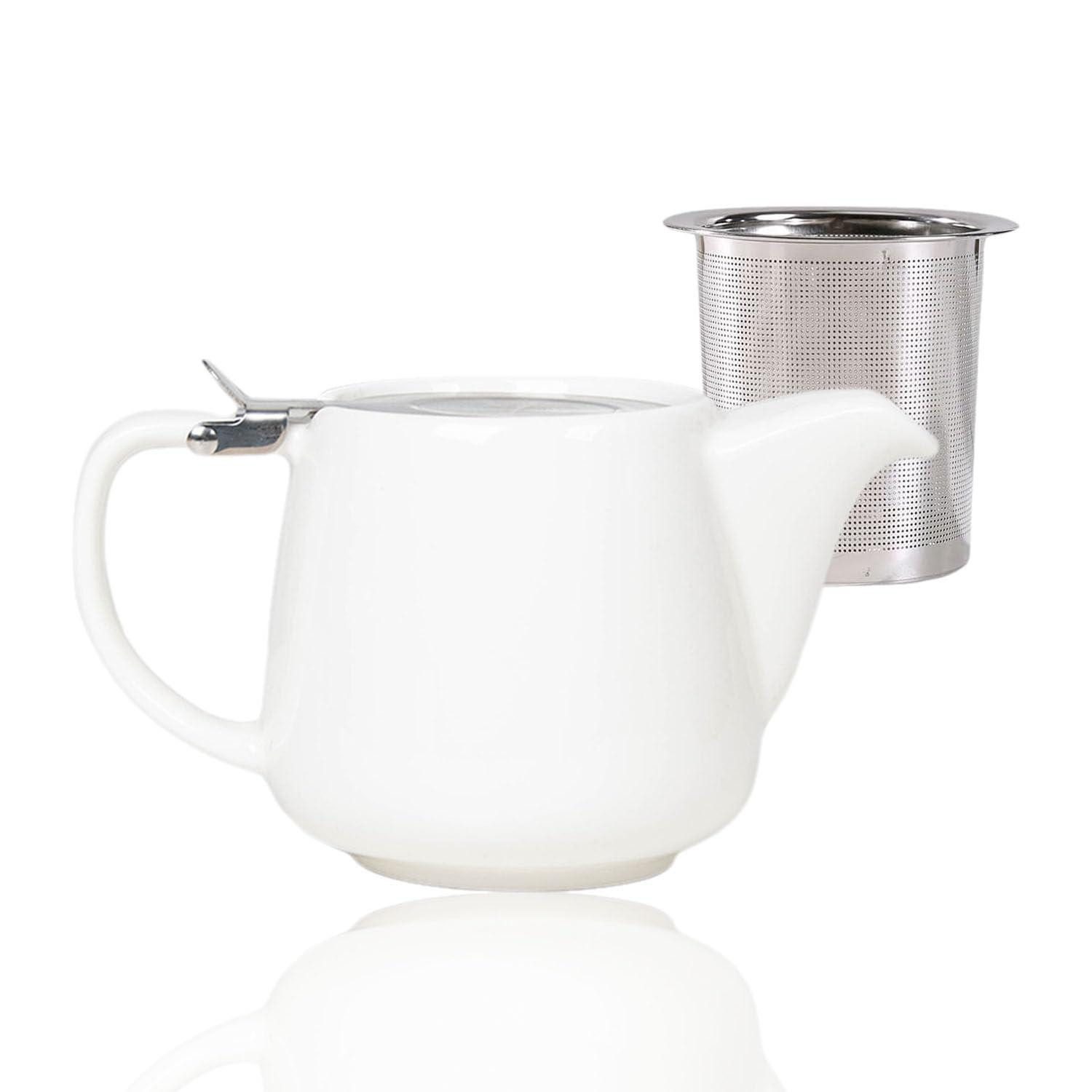 LuxusKollektion Teekanne Teekanne Keramik 500ml Weiß mit Sieb