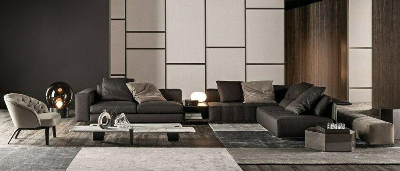 Design Couch JVmoebel Leder Garnitur Ecksofa, Polster Ecksofa Schwarz Sofa Eck Wohnlandschaft