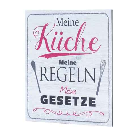 Levandeo® Wandbild, Wandbild 20x20cm Küche Küchenschild Spruch Regeln Deko Wandschild