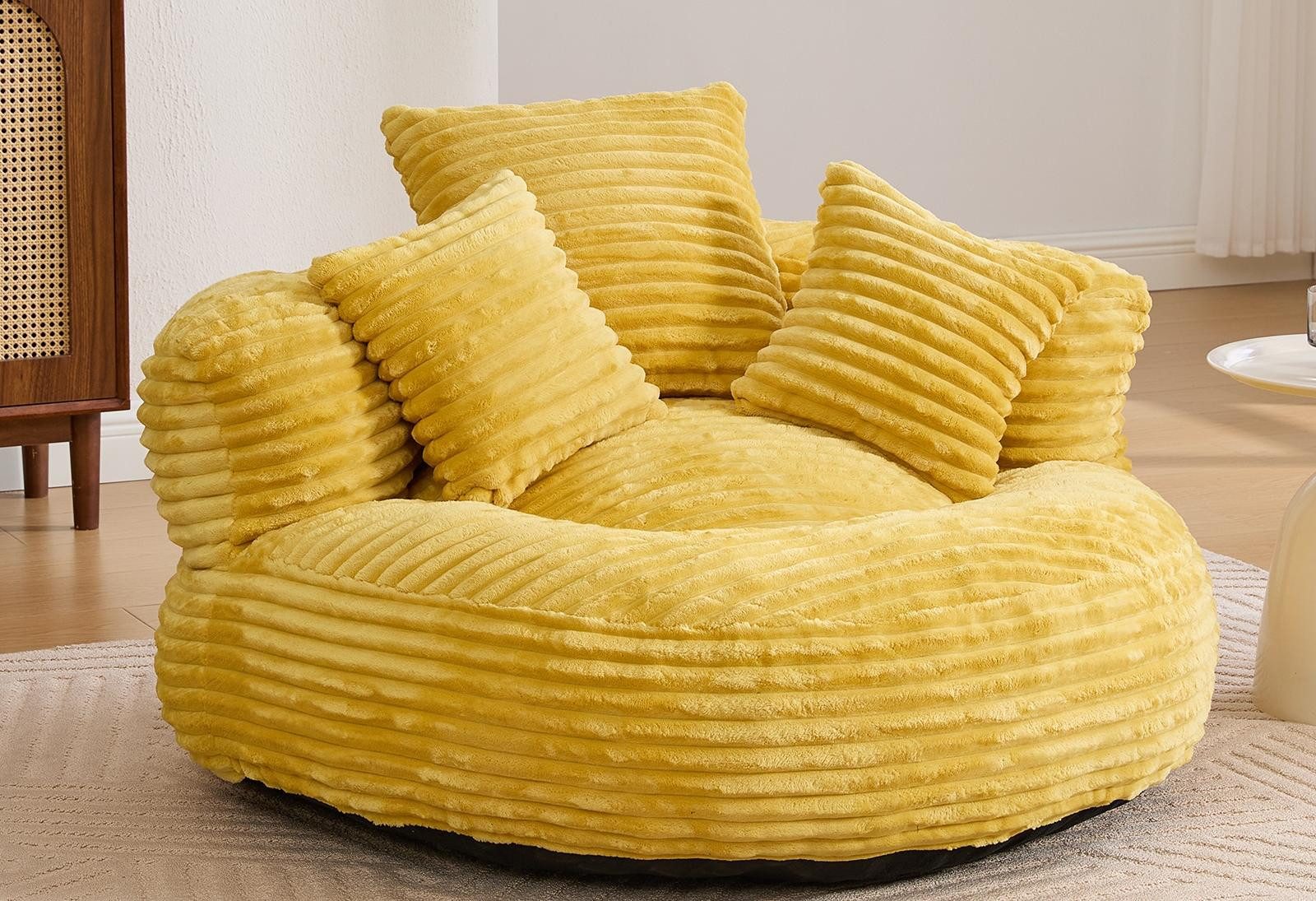 LVHOM Sitzsack 108x108x52cm Chenille Premium Sofa mit 3 extra Kopfkissen (K günstig online kaufen