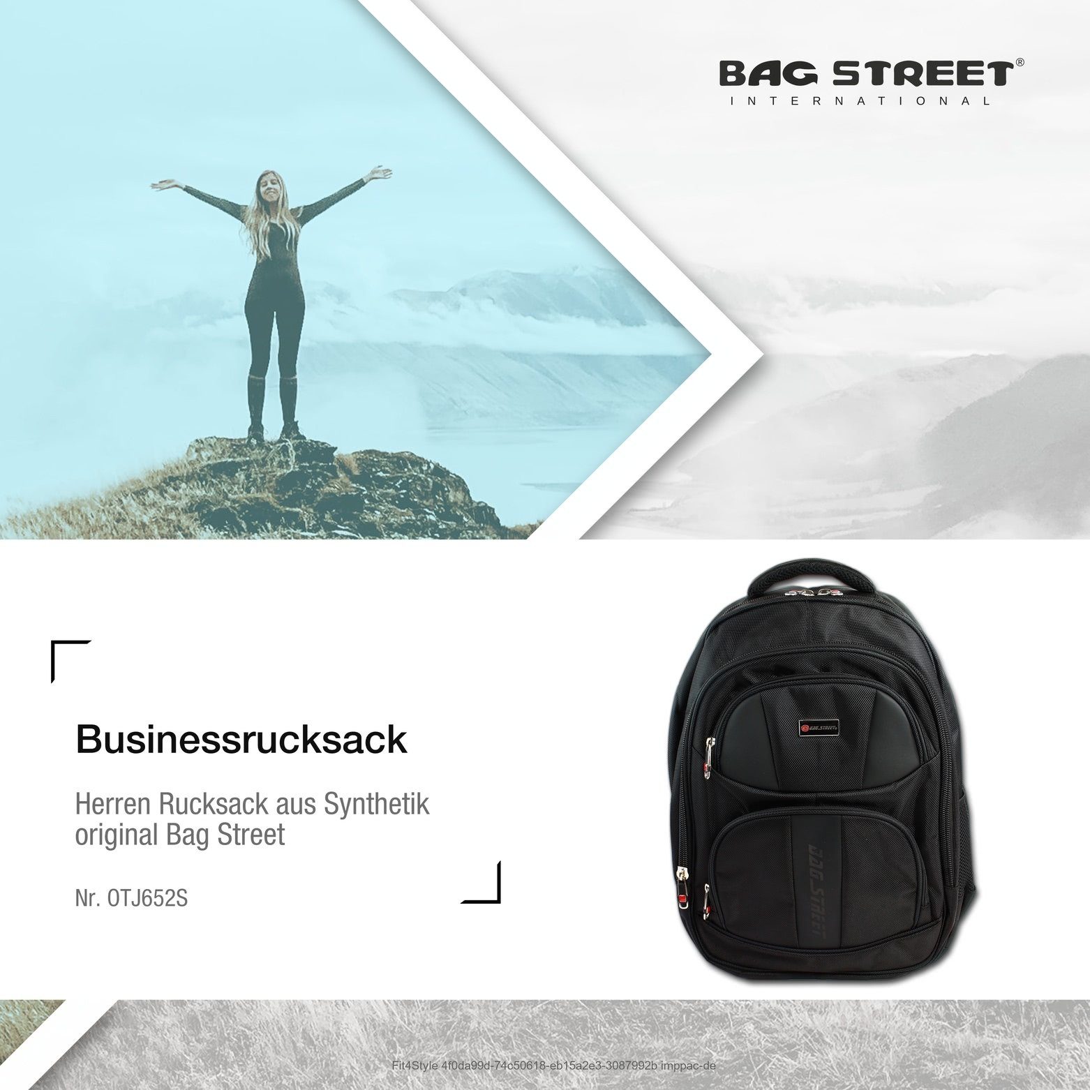 Synthetik, x 30cm Sportrucksack Rucksack Bag (Businessrucksack), Street ca. ca. schwarz 46cm BAG STREET Synthetik Businessrucksack schwarz