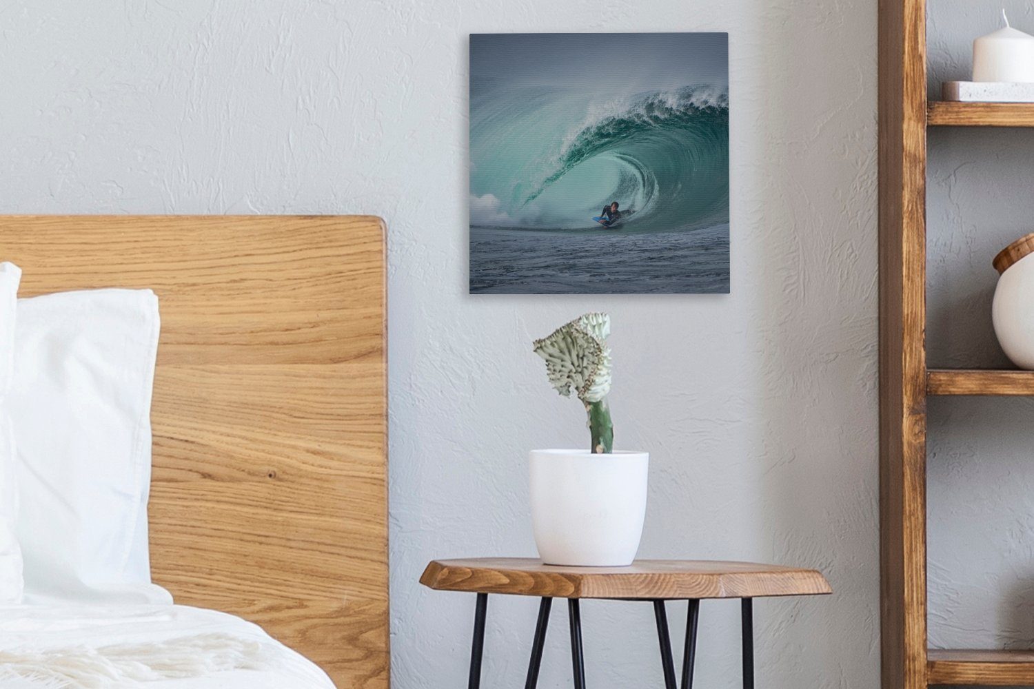 Bilder Schlafzimmer OneMillionCanvasses® Leinwand Wohnzimmer (1 für Surfer in großer Welle, St), Leinwandbild