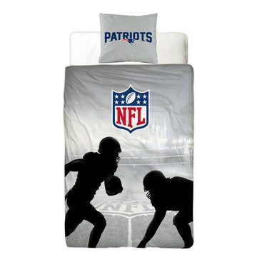 Wendebettwäsche NFL American Football Bettwäsche New England Patriots Linon / Renforcé, BERONAGE, 100% Baumwolle, 2 teilig, 135x200 + 80x80 cm