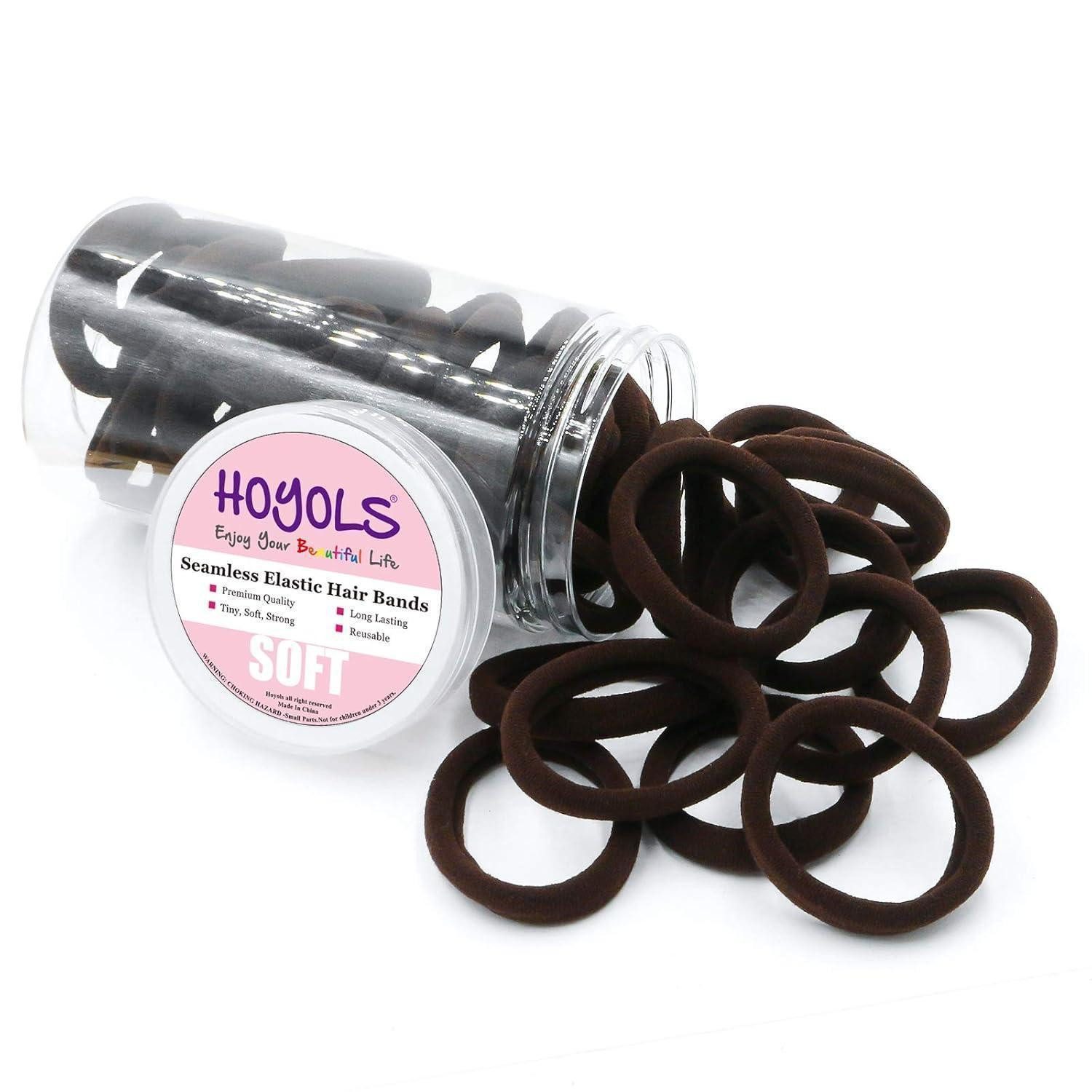 LuxusKollektion Zopfband Weiche Stretch Haarb?nder dunkelbraun 100 Stück - Für dickes Haar