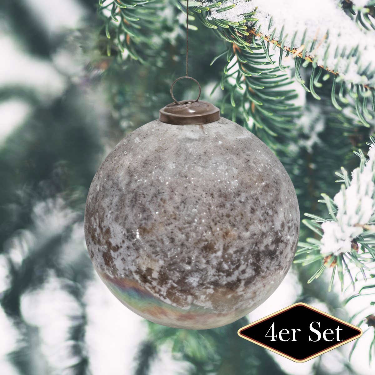 Antikas Weihnachtsfigur Premium Weihnachtskugeln Grau strukturiert glitzernd