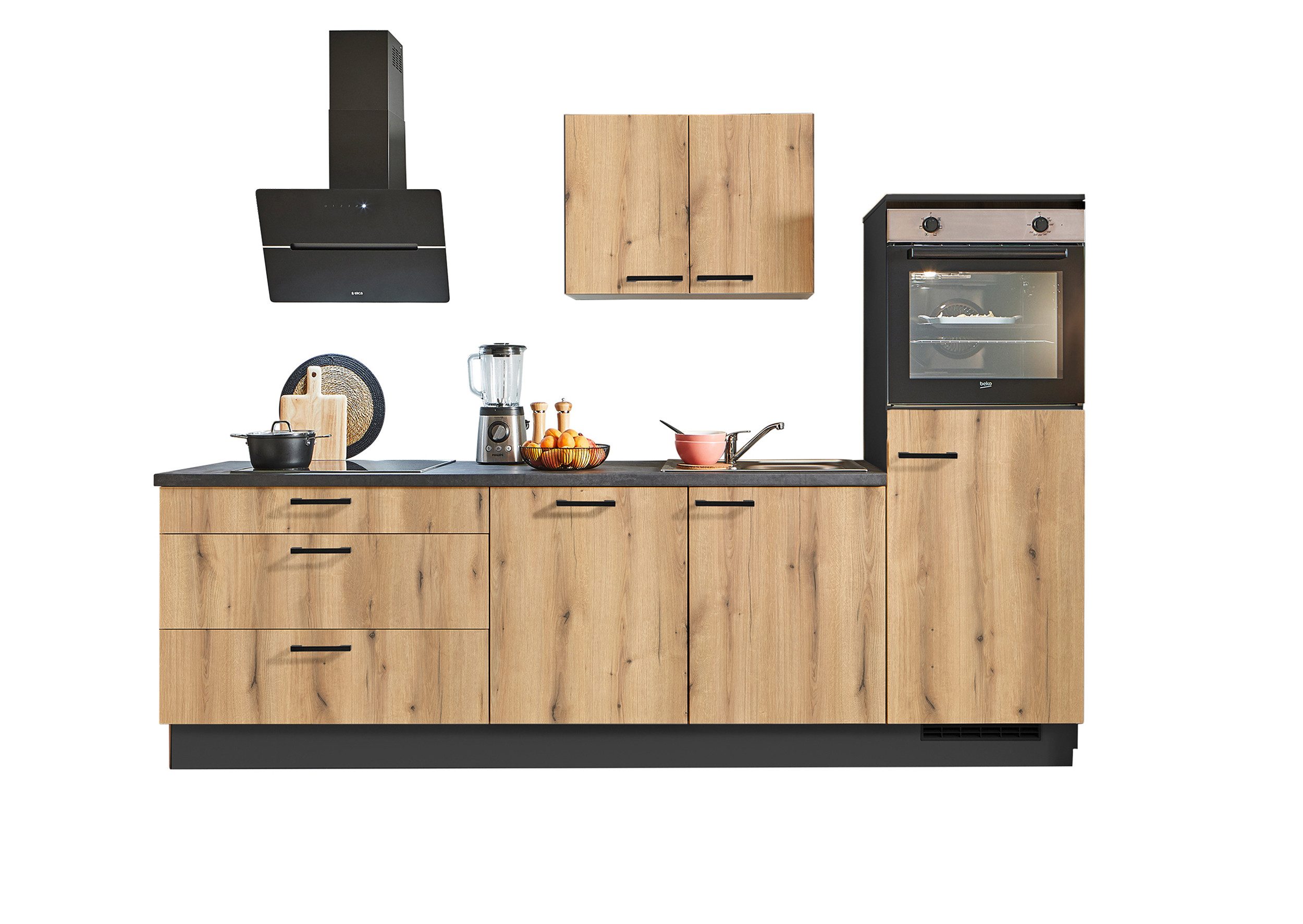 pino Кухниzeile Helsinki, individuell anpassbar, gratis Кухниplanung mit Profis, (Breite 270cm), vormontiert, wahlw. mit E-Geräten, Preis inkl. Lieferung & Montage