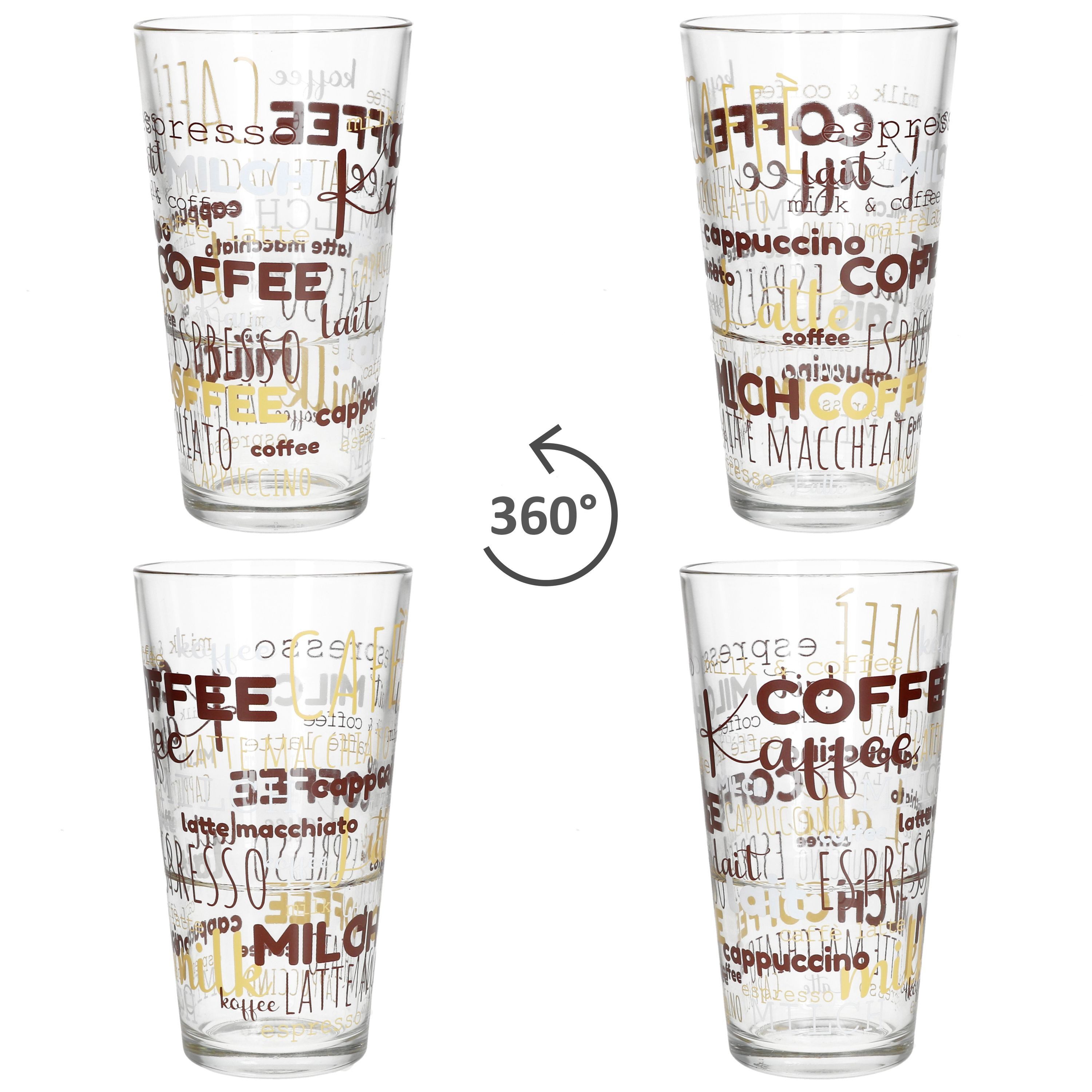 MamboCat Latte-Macchiato-Glas 6x Candy Latte Macchiato Gläser 380ml Schrift-Dekor stapelbar, Glas – Bild 4 von 5