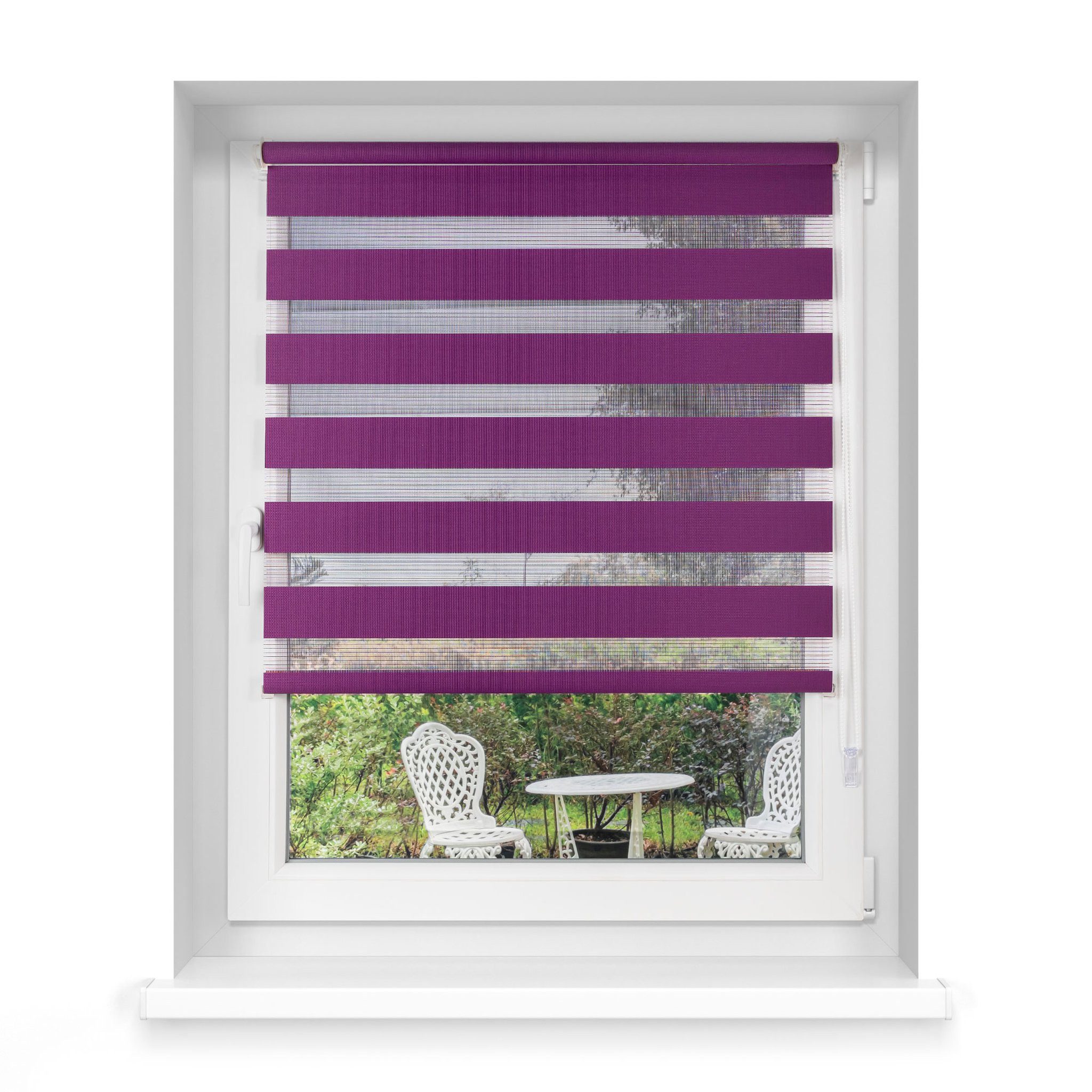 Doppelrollo Klemmfix Doppelrollo / Duo Rollo, 45 x 150 cm, aubergine, Victoria M., blickdicht, ohne Bohren, freihängend, Klemmfix