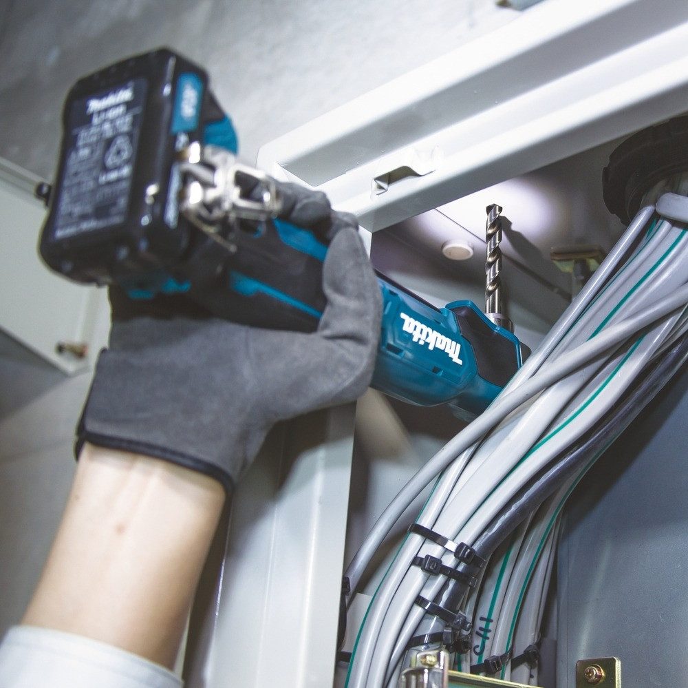 Makita Akku-Bohrschrauber, 12 V, max. 1100 U/min, Winkelbohrmaschine 12V, DA332DSYJ, 2 x 1,5 Ah Li-Ion in MAKPAC 1
