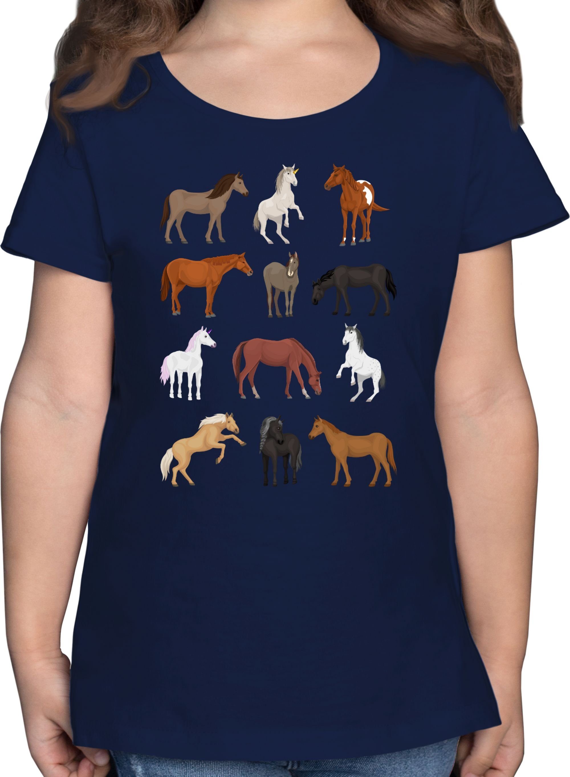 Shirtracer T-Shirt Pferde Reihe Tiermotiv Animal Print 3 Dunkelblau