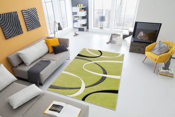 Teppich Bilbao, my home, rechteckig, Höhe: 13 mm, handgearbeiteter Konturenschnitt, flacher Teppich rund, Kurzflor
