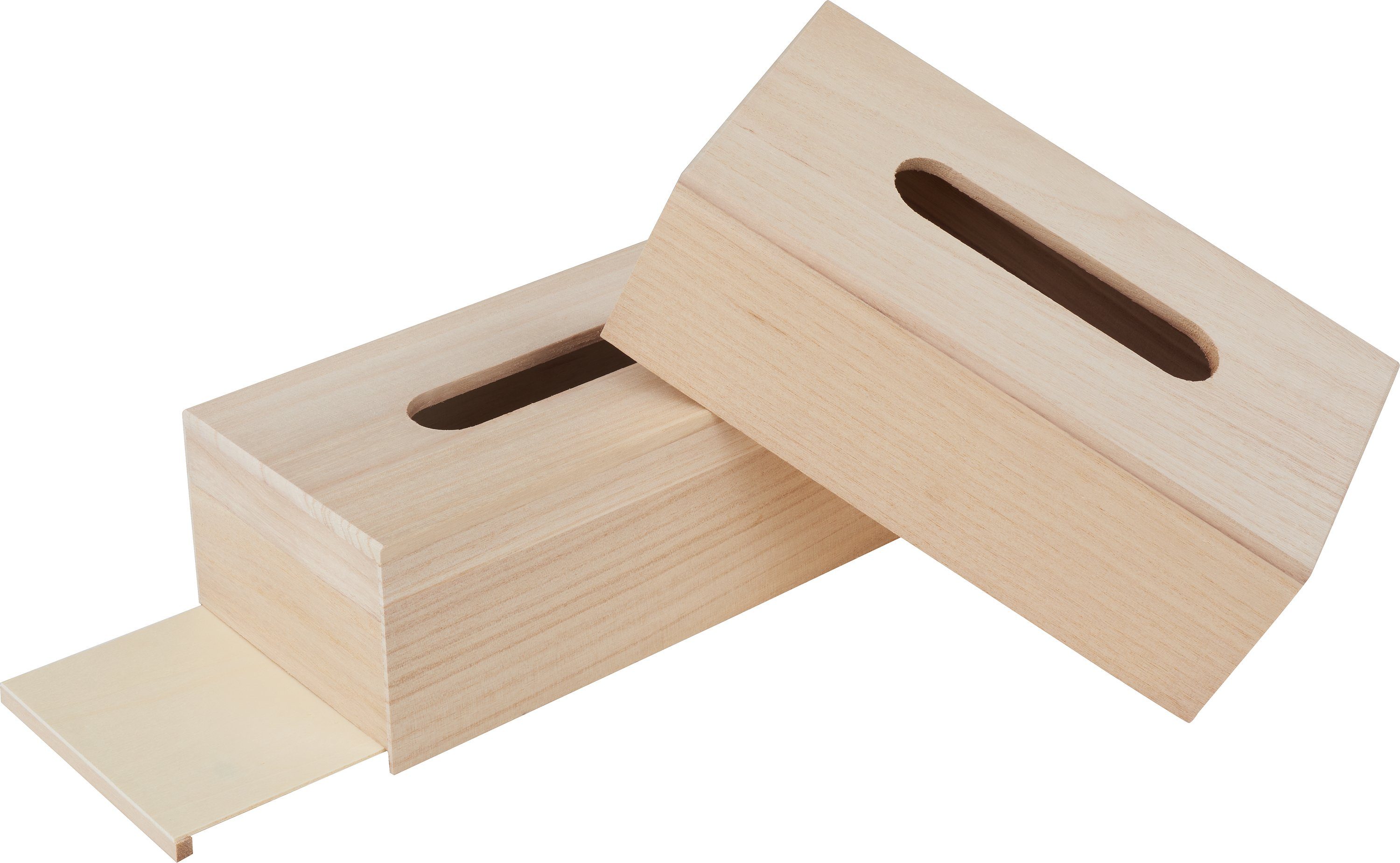 VBS Aufbewahrungsbox Taschentuchbox, 25,5 cm x 13 cm x 9 cm Rohholz 2er-Pack