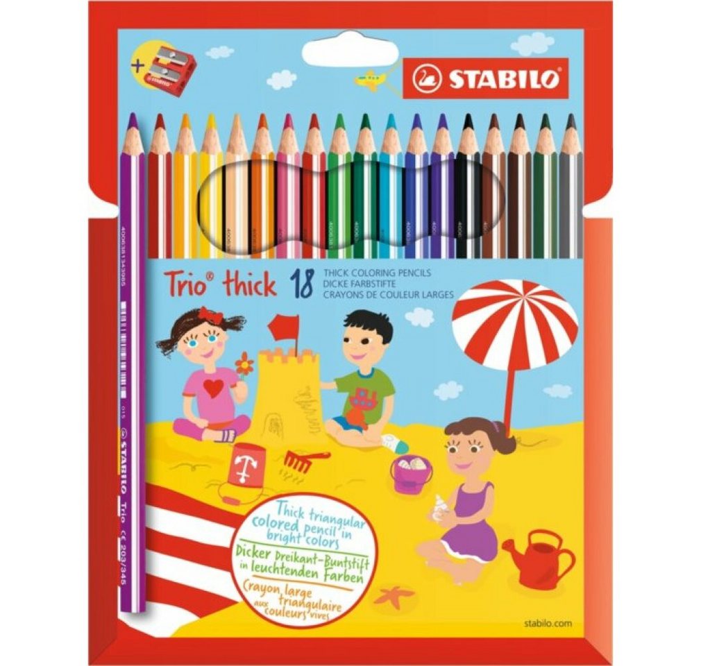 Thumbnail - STABILO Buntstift Trio dickes Set mit 18 Buntstiften und Bleistiftspitzer