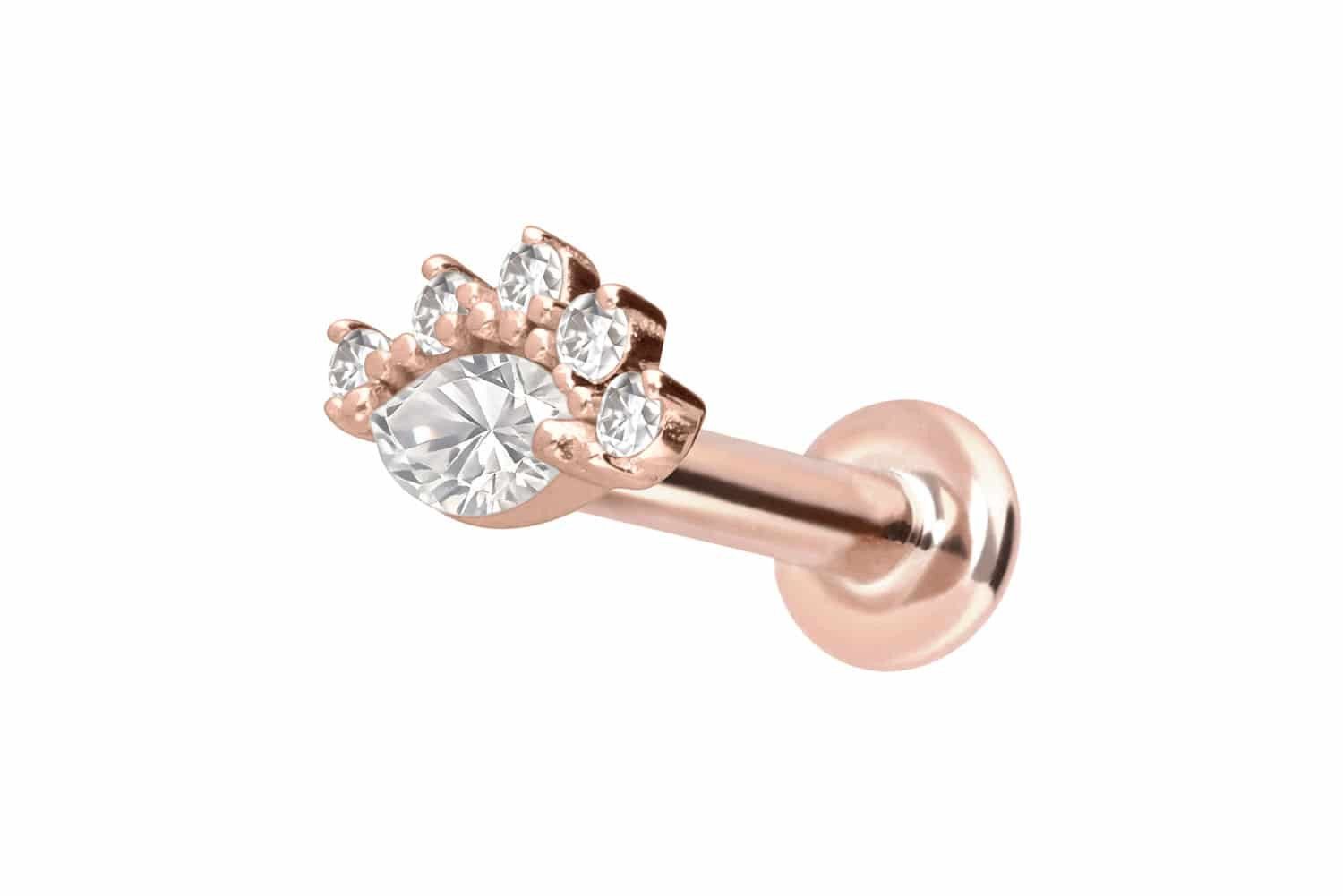 PIERCINGLINE Piercing-Set 14 Karat Gold Labret mit Push Fit MOISSANITE-AUGE (Labrets, 1-tlg)