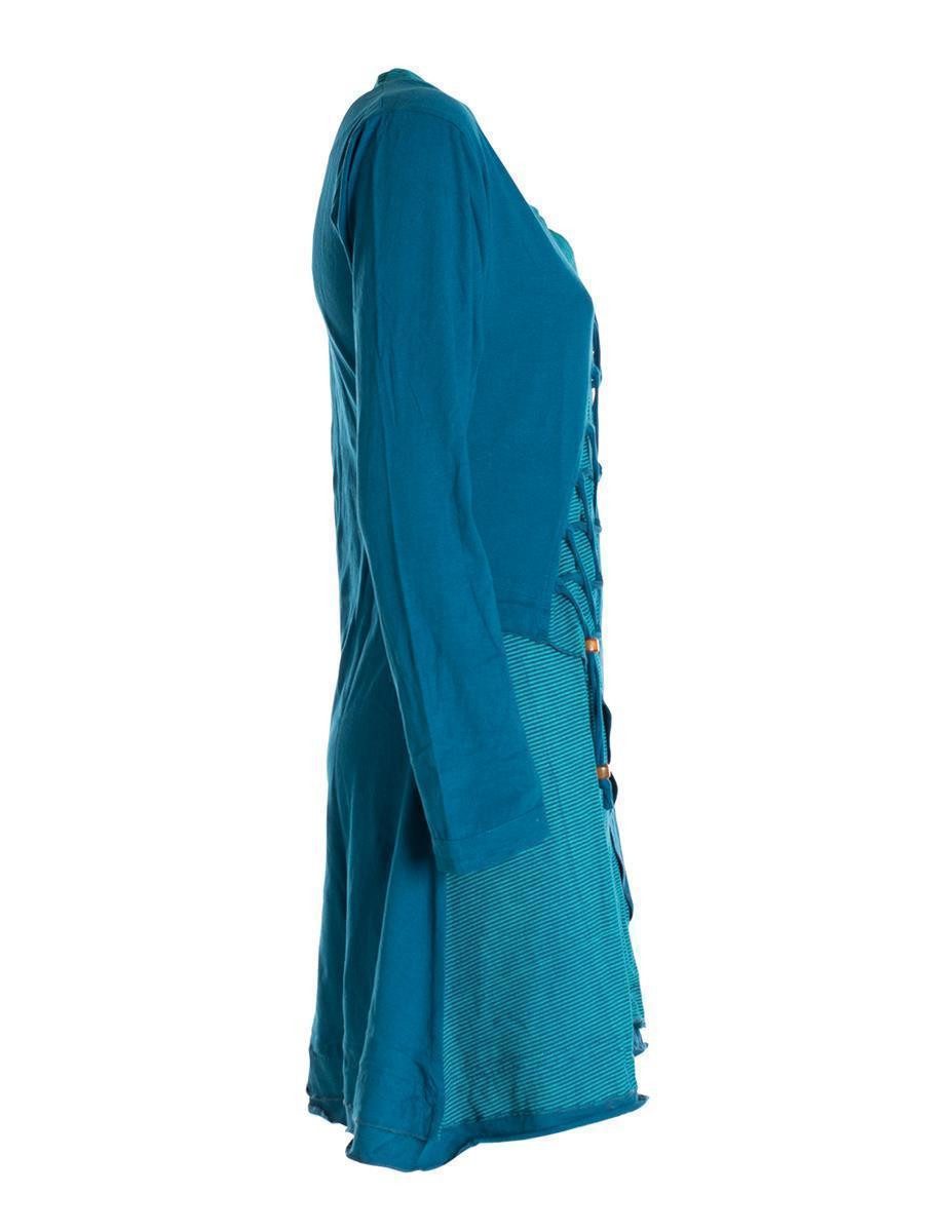 Vishes Jerseykleid Asymmetrisches Langarm Damen Baumwoll-Keid Shirt-Kleid Ethno, Elfen Style, Sweat-Kleid