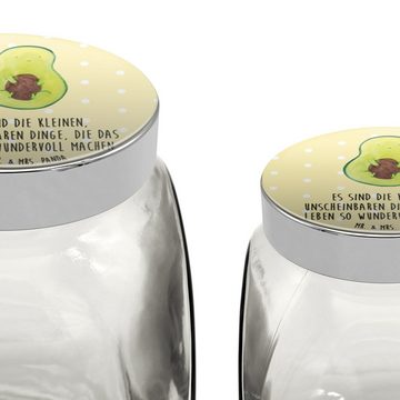 Mr. & Mrs. Panda Vorratsglas L 870ml Avocado Kern - Gelb Pastell - Geschenk, Keksbehälter, Veggie, Premium Glas, (1-tlg), Eigene Motive