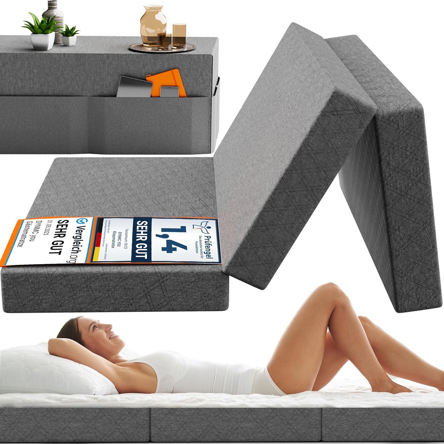 Klappmatratze Gästematratze Klappbar Mittel Hart H3 - Test SEHR GUT, DYNMC günstig online kaufen