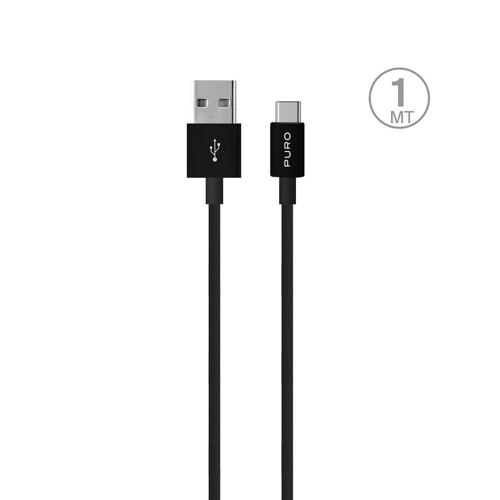 Puro Ladekabel Datenkabel Schnellladekabel USB-Kabel, USB-A, USB-C (100.0 cm), Schnellladen, 5 Gbit/s, Soft-Touch, 1 m