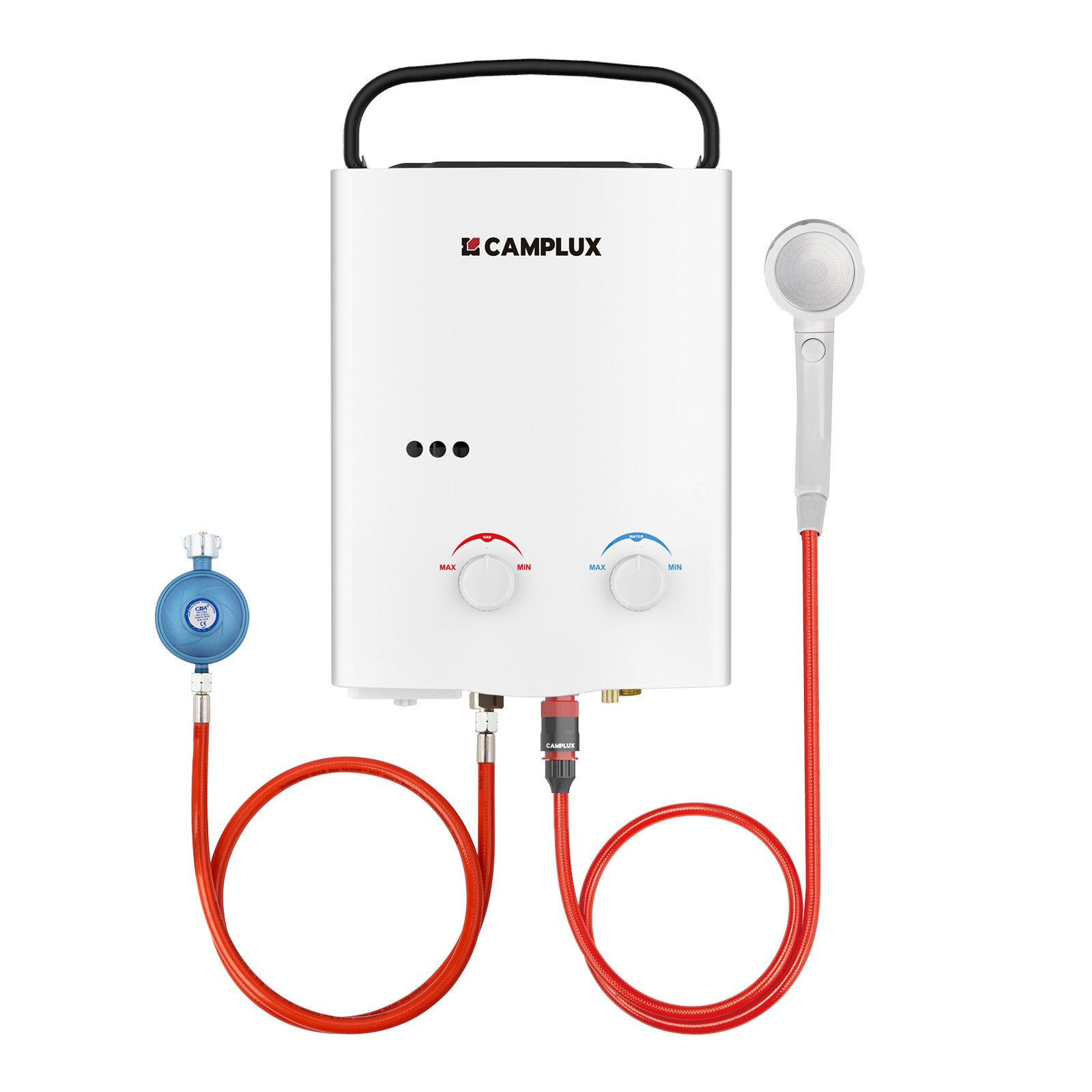 CAMPLUX Durchlauferhitzer AY132-DE, 50 mbar, min. 10 °C, max. 65 °C, LPG Propan 10 kW Durchlauferhitzer für Wohnmobil, Camping & Dusche